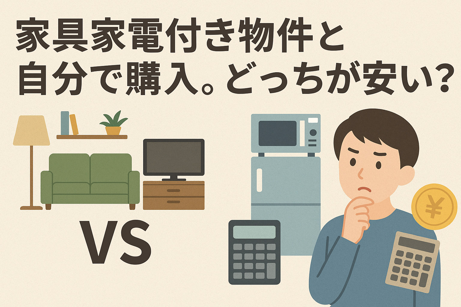 家具家電付き物件と自分で購入、どっちが安い?徹底比較!の画像
