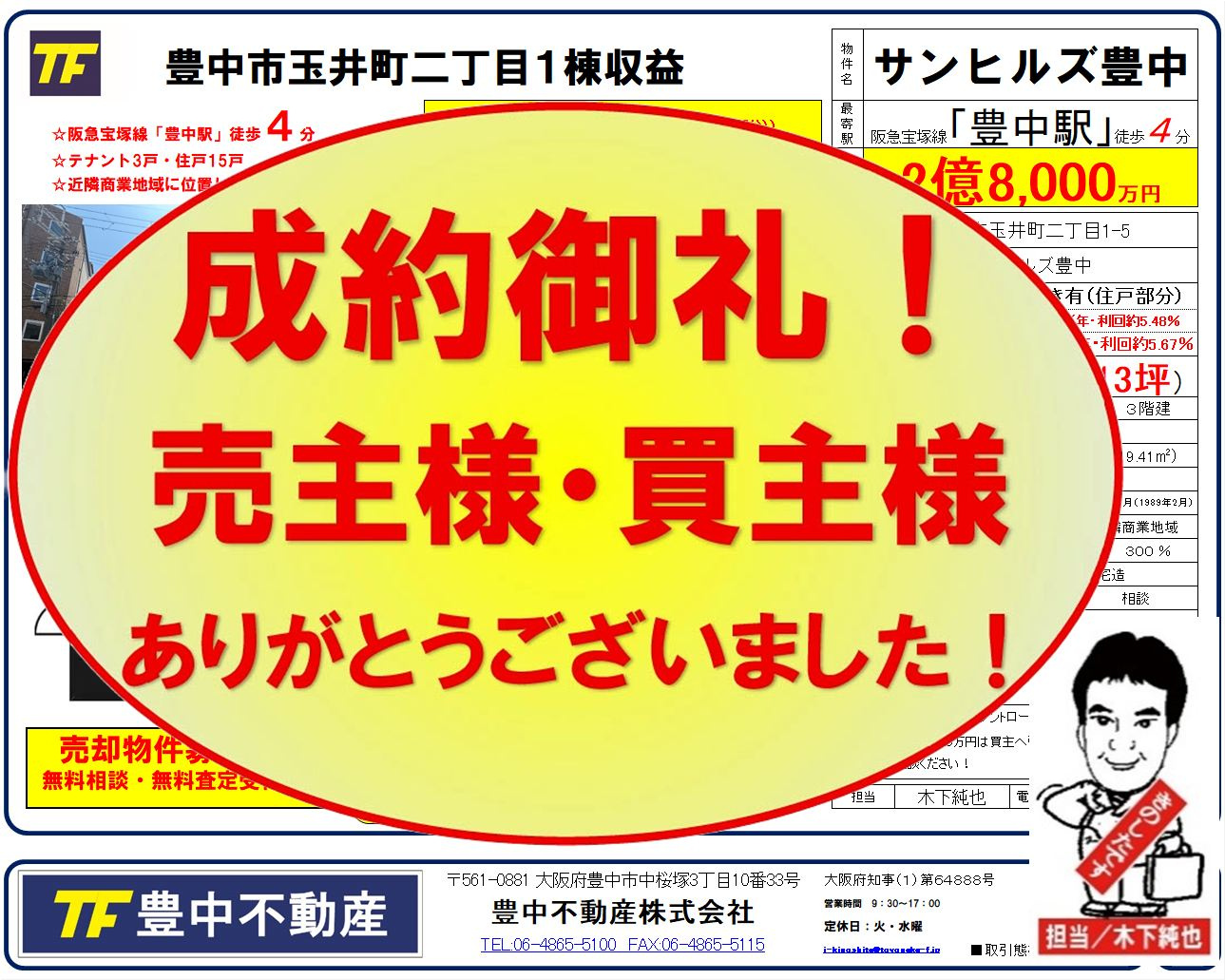 成約御礼‼ 豊中市玉井町2丁目1棟収益マンション! 売主様・...の画像
