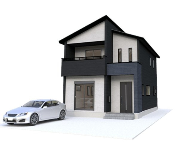 Adoble＋ 八幡西区永犬丸南町2丁目2期【完成予想図】Adoble✝外観のイメージ。一部の外壁に16mmを採用！アップグレード仕様です。