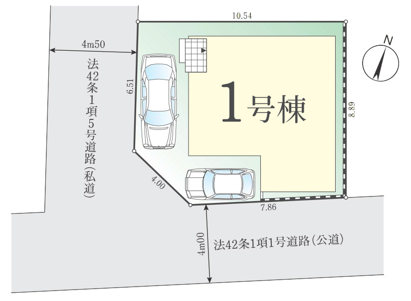 八王子市高尾町1747 新築【仲介手数料無料】【区画図】最大2台の駐車が可能です。