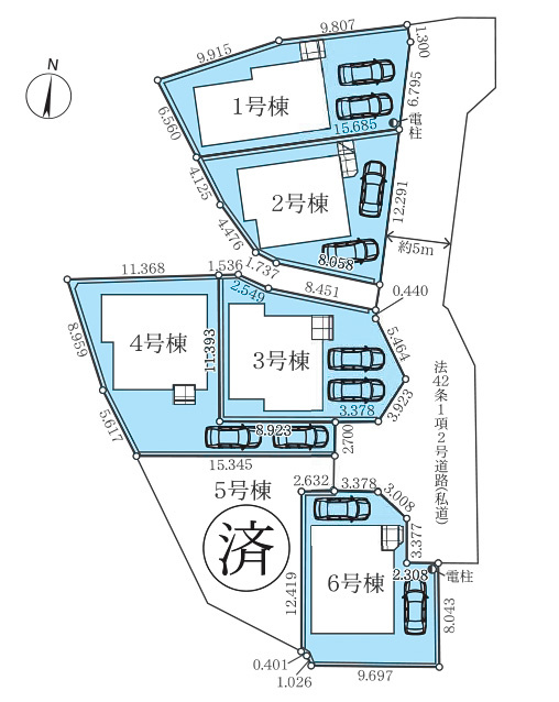 八王子市小比企町1429-2 新築【仲介手数料無料】【区画図】全6棟の新しいコミュニティが形成しやすい住宅地です。