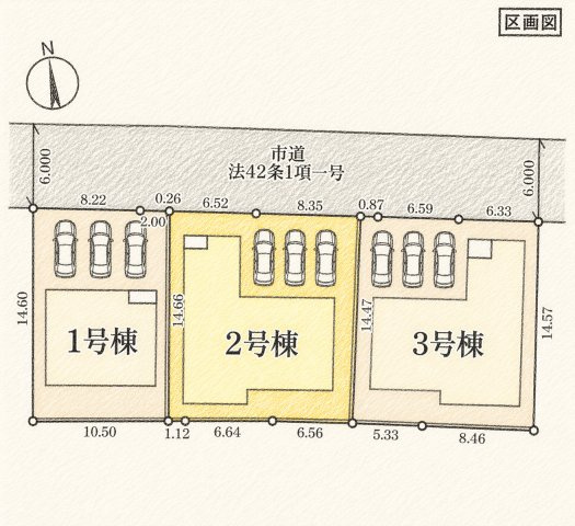 リーブルガーデン姶良市東餅田2号棟【区画図】※２号棟です