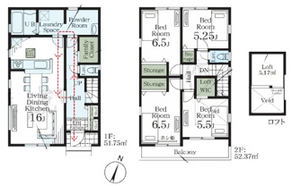 【2号棟】価格4280万円、4LDK、土地面積153.30m2、建物面積104.12m2