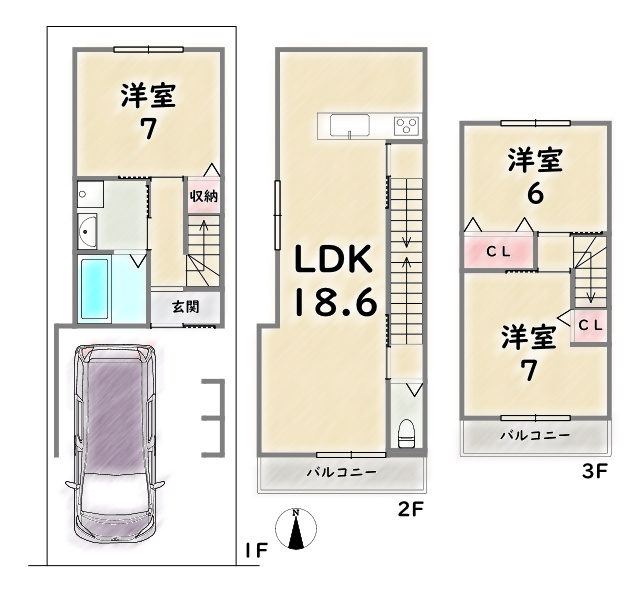 右京区嵯峨折戸町【間取り】