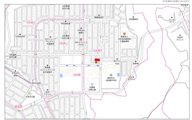 盛岡市北松園４丁目の中古一戸建【地図】