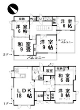 文苑4丁目41-2、3売家【間取り】1,780万円、6LDK、土地面積327.30m2、建物面積165.88m2