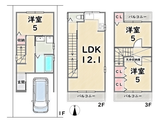 右京区西京極畑田町【間取り】現状2LDKですが3LDKへ変更の場合：3280万円