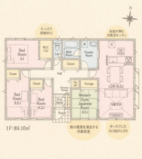 姶良市 加治木町反土 第13(加治木駅) 平屋建 4LDK（２号棟）【間取り】
