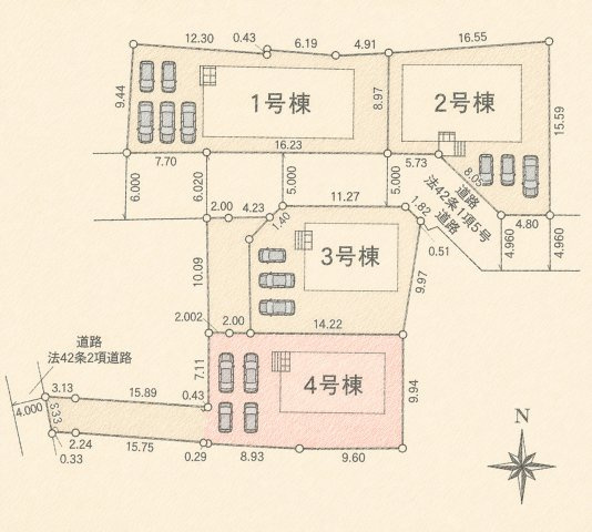 姶良市 加治木町反土 第13(加治木駅) ２階建 4LDK（4号棟）【区画図】※４号棟です。