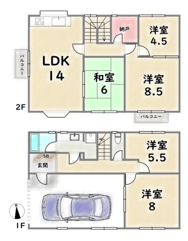 右京区太秦朱雀町【間取り】