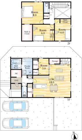 北九州市八幡西区下畑町【間取り】WIC、CL、パントリー、SIC完備の収納豊富な物件です！