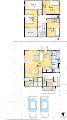 北九州市八幡西区下畑町【間取り】キッチン、洗面所、浴室を近くに配置！家事動線に優れた間取り。時短をサポート！