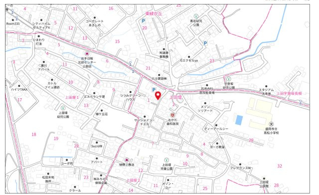 盛岡市上田堤２丁目の売地【地図】