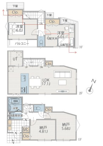 横浜市中区本牧間門の新築一戸建【間取り】