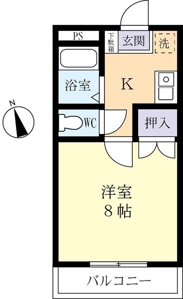 バストイレ別の１K8帖