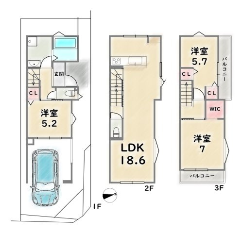 右京区山ノ内宮前町【間取り】《2号地》価格4080万円、土地103.47平米（私道面積約37.62平米含）、建延85.44平米、第R07確認建築PLN奈支0377号