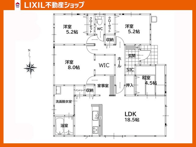 Bloom-H　北九州市八幡西区沖田3丁目1期【間取り】4LDK+Pantry+2CL+WIC+SIC+Uroom+駐車5台！