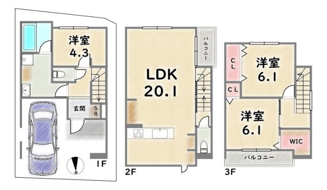 右京区梅津フケノ川町【間取り】