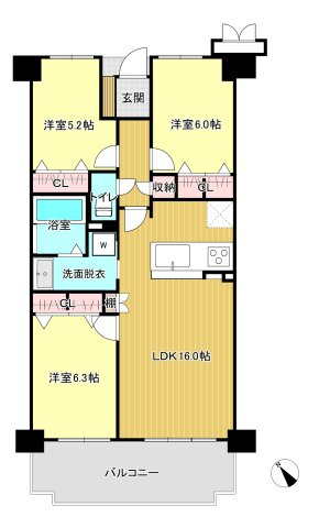 米子市西福原６丁目の中古マンション【間取り】