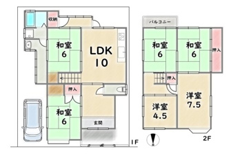 右京区嵯峨甲塚町【間取り】