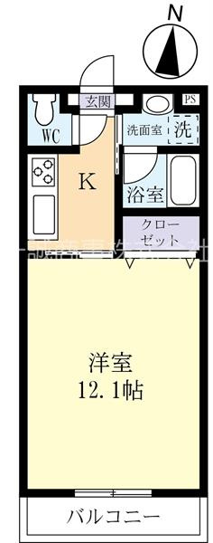 12.1帖の広い１Kです