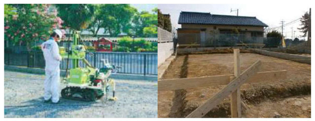 LIVELE GARDENS 小倉南区上曽根第三全棟で地盤調査を行っています。