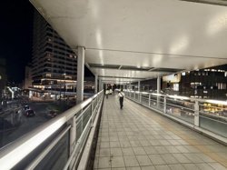 駅からペデストリアンデッキを歩いて帰れます。