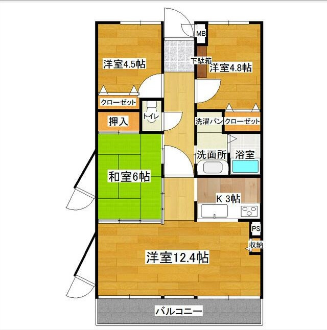 熊本市北区徳王１丁目の中古マンション【間取り】