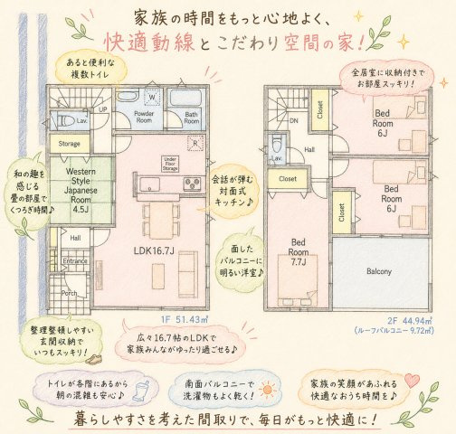 鹿児島市 下伊敷２丁目 (鹿児島中央駅) 2階建 4LDK【間取り】