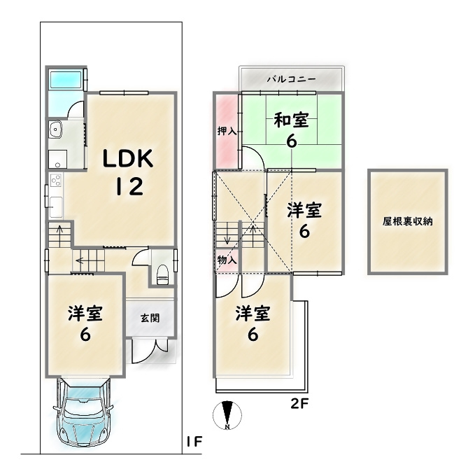 右京区嵯峨広沢南野町【間取り】