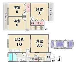 右京区嵯峨野六反田町【間取り】