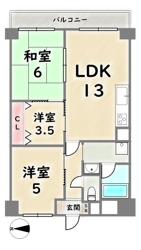 五条ローズハイツB棟【間取り】