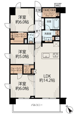 パレステージ藤沢Ⅱ【間取り】3LDK＋3Wic＋Sic
専有面積/72.96平米　バルコニー面積/10.20平米