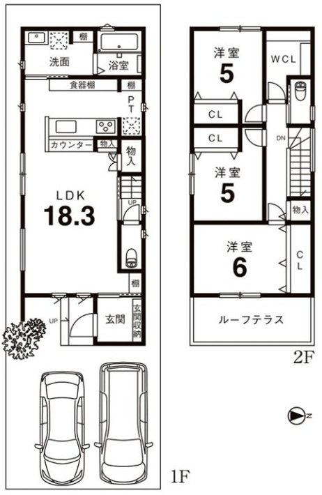 K12181-4号地大宮【土地図＋建物プラン例】延床：94.39㎡、建物価格：2,445万円、合計：6,125万円