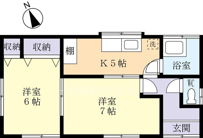 2Kの間取りになります。