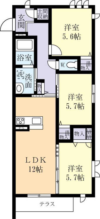 12帖の南向きLDK