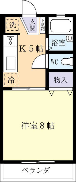 洋室8帖広々・1Ｋタイプのお部屋です！