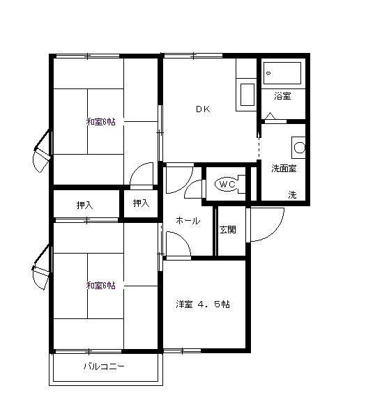 伊勢市小俣町宮前のアパート【間取り】