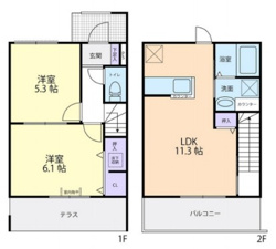 神栖市 大野原中央 賃貸　 2LDK新築メゾネット♪の画像