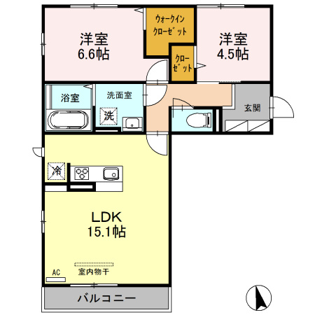 鴻巣市赤見台２丁目のアパート【間取り】
