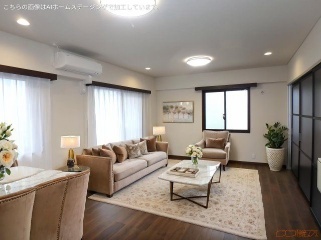 プレジデント寄居【居間・リビング】バーチャルステージング　落ち着きのある空間となっております。