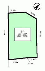 中津川市山口の売地【間取り】土地図面　実測：333.53㎡(100.89坪)