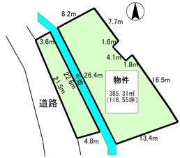 恵那市岩村町の売地【間取り】公簿：385.31㎡(116.55坪)