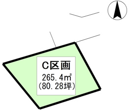 恵那市武並町竹折の売地【間取り】土地図面　C区画　公簿：265.4㎡(80.28坪)