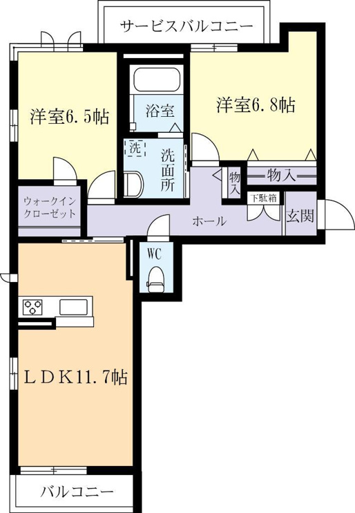 １１．７帖南向きLDK。