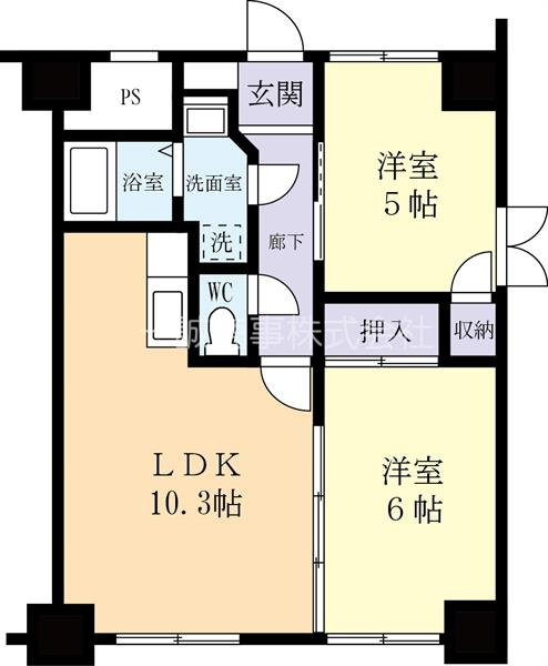 全室洋室の角部屋です