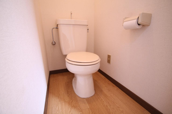 白で清潔感のあるトイレです