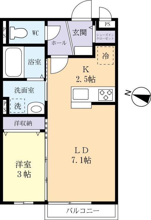 対面キッチンの1LDKです。