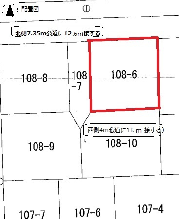 石巻市渡波字栄田の売地【区画図】