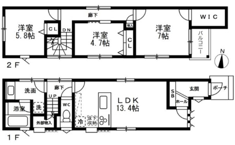 主寝室はバルコニーとウォークインクローゼットに面しており、身支度や洗濯物の片付けもスムーズに完結。